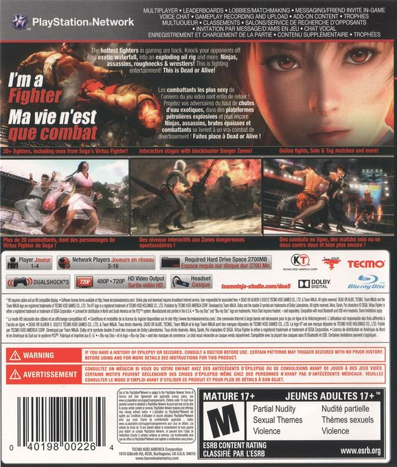 Dead or Alive 5 Last Round — box-2D-back (US)