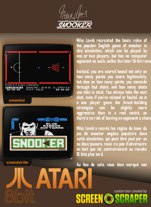 Steve Davis Snooker — box-2D-back (SS)
