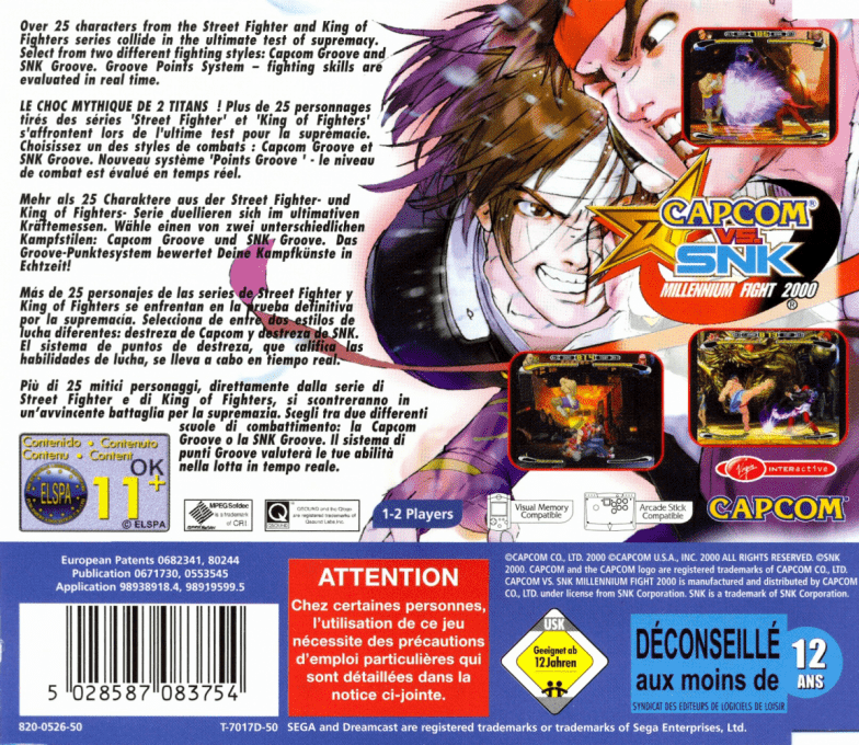 Capcom vs. SNK - Millennium Fight 2000 — box-2D-back (EU)