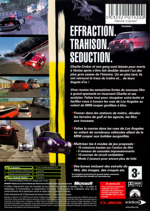 Italian Job, The — box-2D-back (FR)