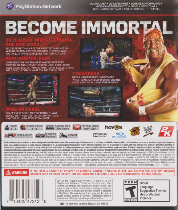 WWE 2K14 — box-2D-back (US)