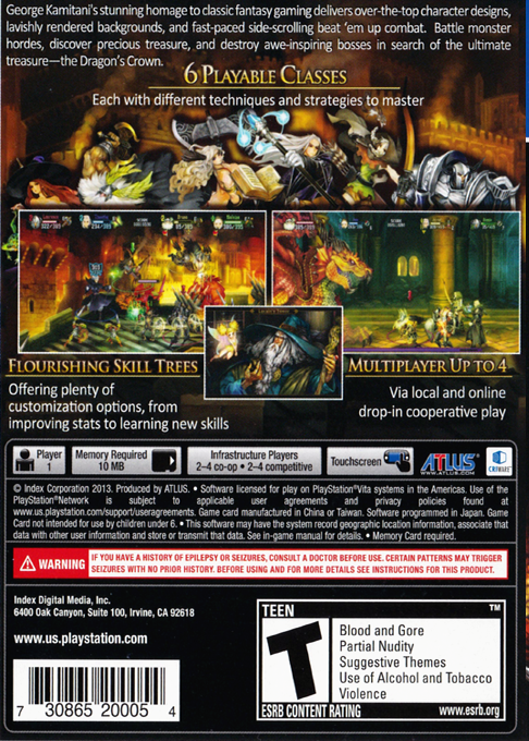 Dragon's Crown — box-2D-back (US)
