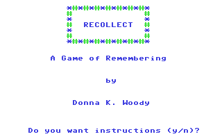 Recollect : A Game of Remembering — sstitle (WOR)