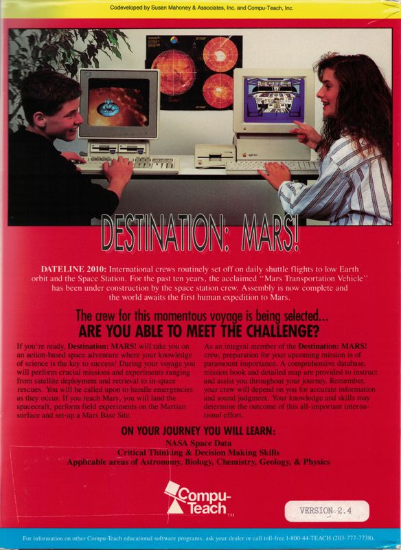 Destination Mars! — box-2D-back (US)
