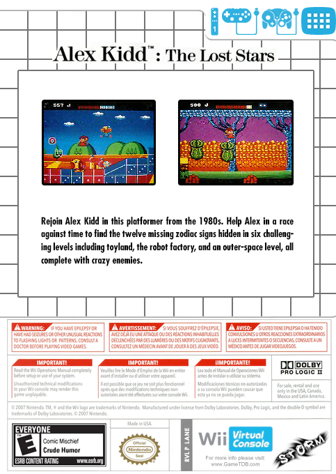 Alex Kidd: The Lost Stars — box-2D-back (US)