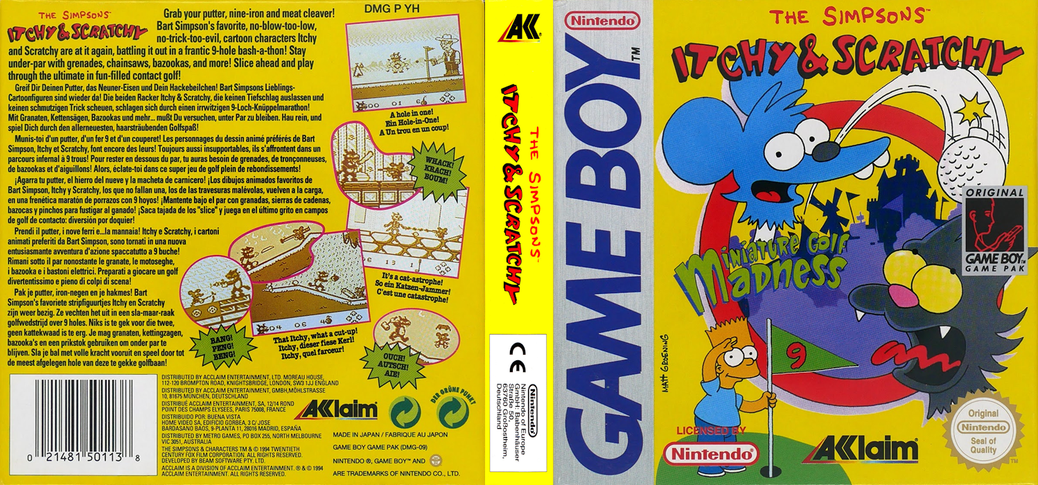 The Simpsons Itchy & Scratchy : Miniature Golf Mad — box-texture (EU)