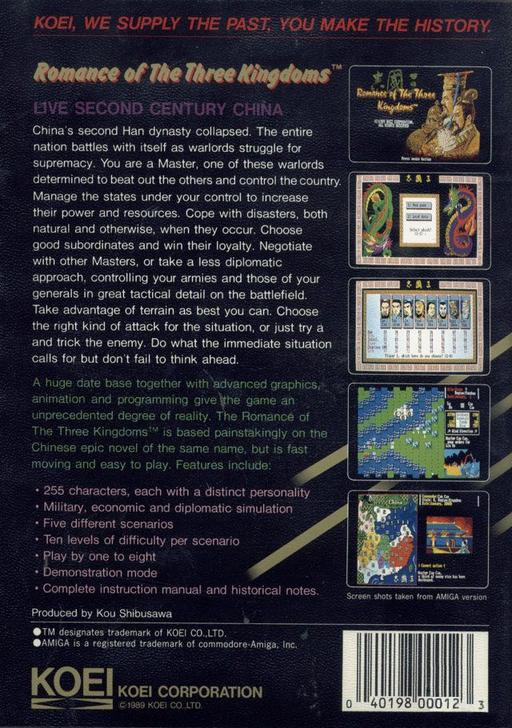 Romance of the Three Kingdoms — box-2D-back (WOR)