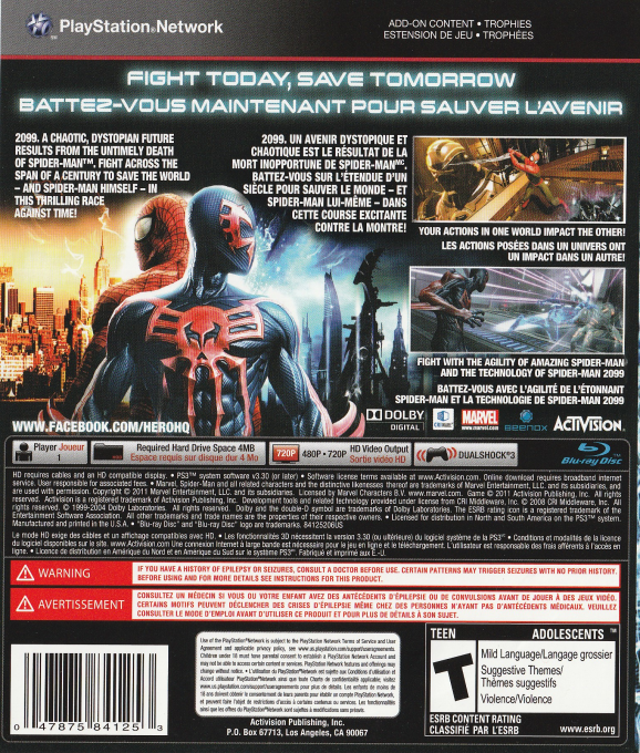 Spider-man - Aux Frontières Du Temps — box-2D-back (CA)