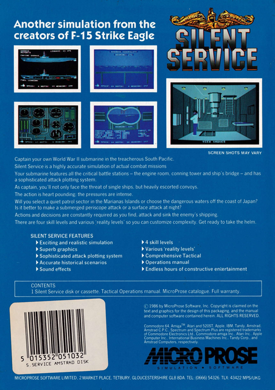 Silent Service — box-2D-back (EU)