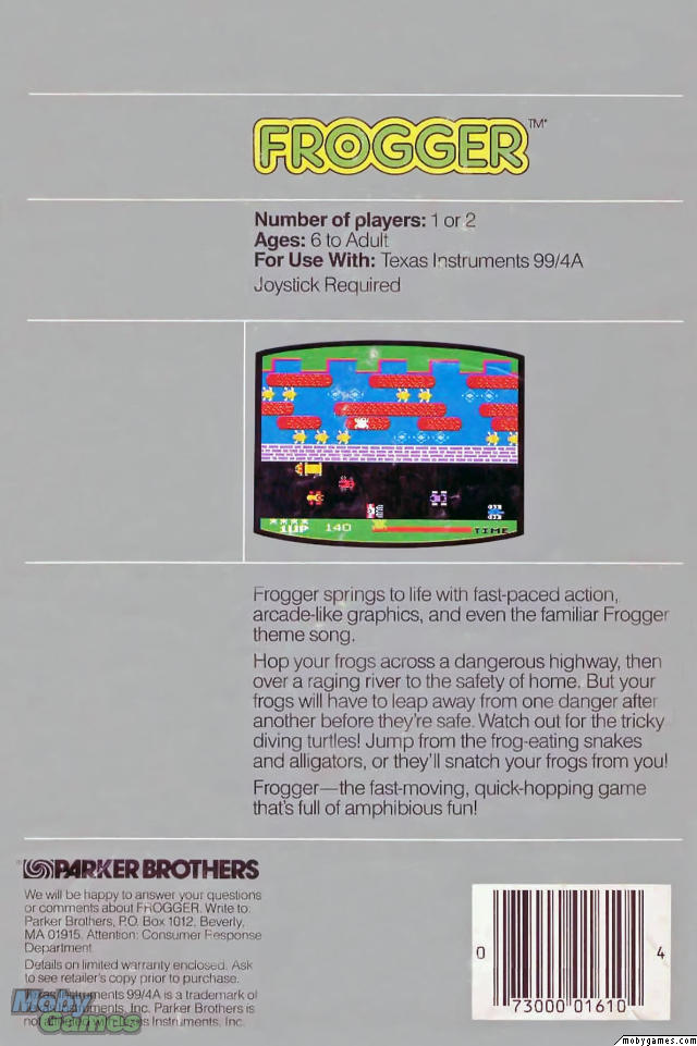 Frogger — box-2D-back (US)