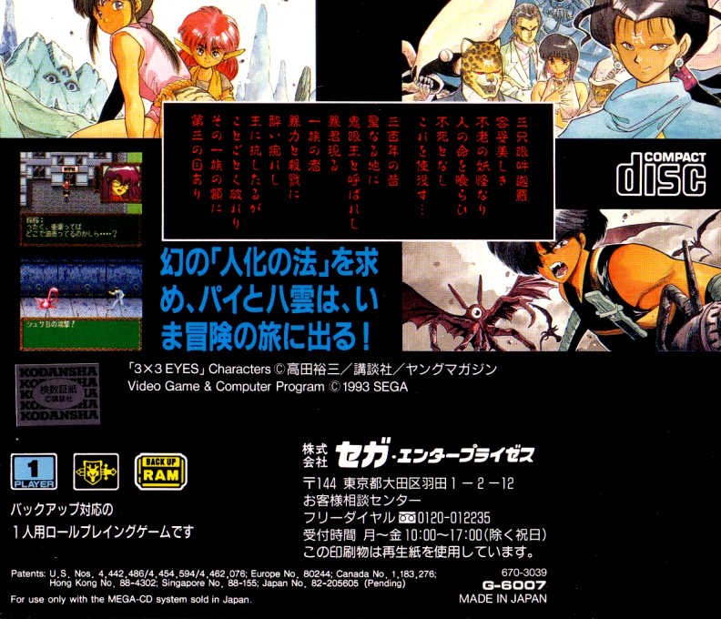 Seima Densetsu 3x3 Eyes — box-2D-back (JP)