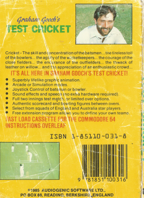Graham Gooch's Test Cricket — box-2D-back (EU)