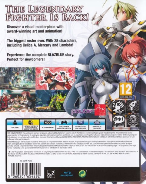 BlazBlue: Chrono Phantasma Extend — box-2D-back (EU)