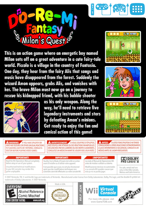 DoReMi Fantasy - Milon's Dokidoki Adventure — box-2D-back (US)