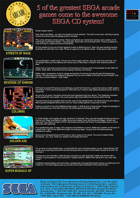 Sega Classics Arcade Collection - Limited Edition — box-2D-back (US)