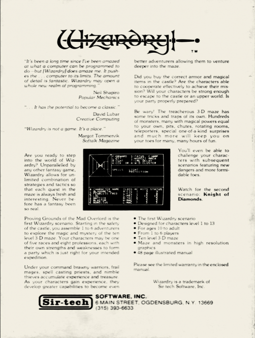 Wizardry - Proving Grounds of the Mad Overlord — box-2D-back (US)