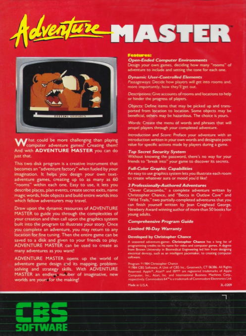 Adventure Master — box-2D-back (US)