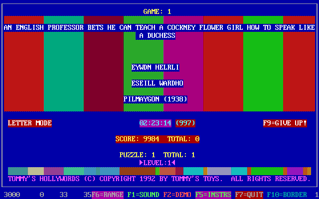 Tommy's Hollywords — ss (WOR)