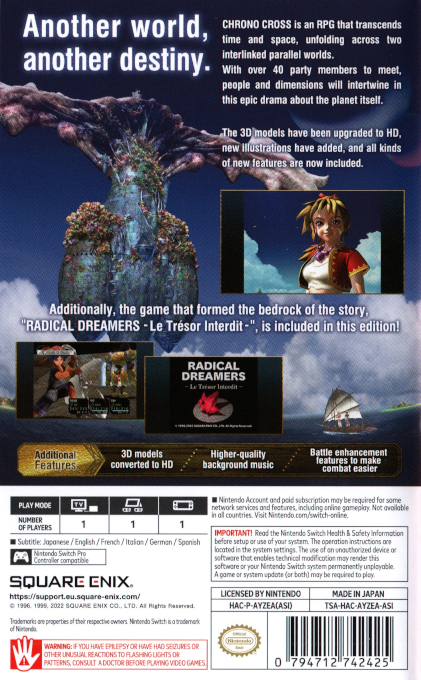 Chrono Cross [The Radical Dreamers Edition] — box-2D-back (EU)