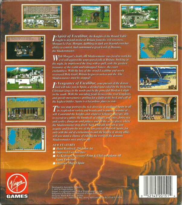 Vengeance Of Excalibur — box-2D-back (US)