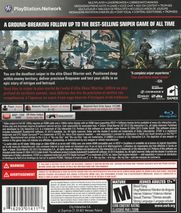 Sniper - Ghost Warrior 2 — box-2D-back (CA)