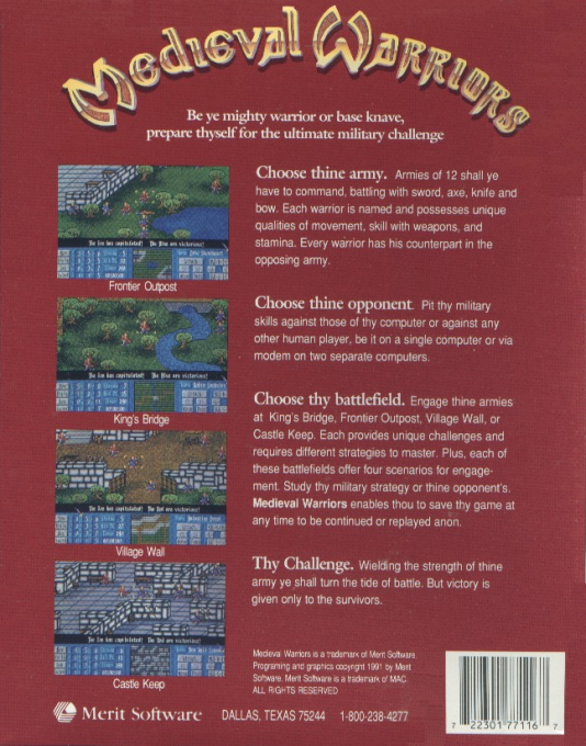 Medieval Warriors — box-2D-back (US)
