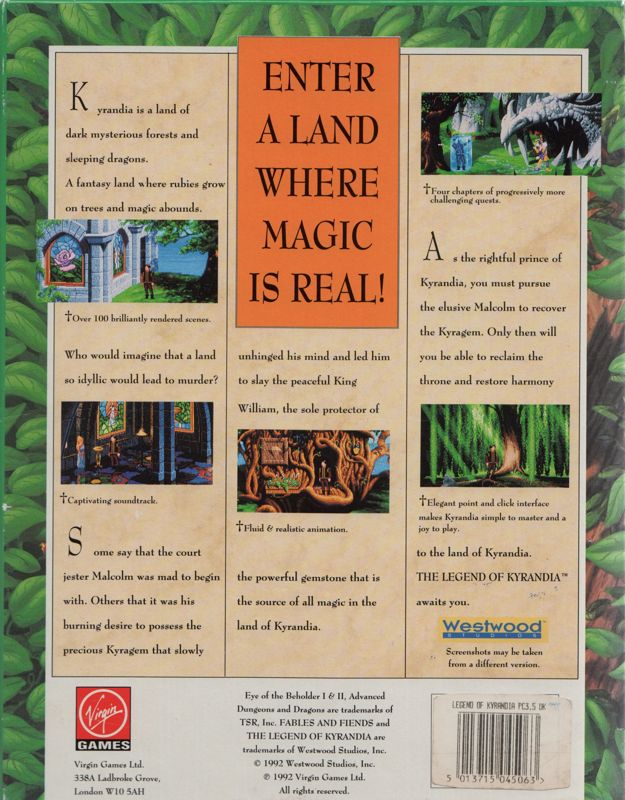 Legend Of Kyrandia - Book One, The — box-2D-back (EU)