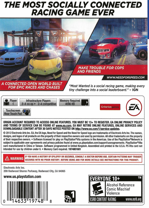 Need For Speed - Most Wanted — box-2D-back (US)