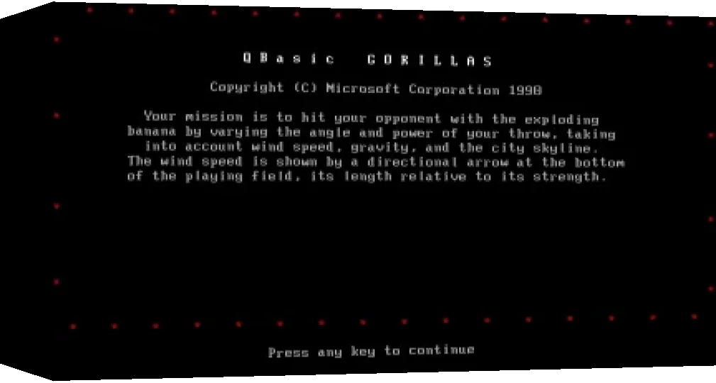 QBasic Gorillas — box-3D (WOR)