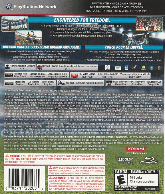 PES 2011 - Pro Evolution Soccer — box-2D-back (CA)
