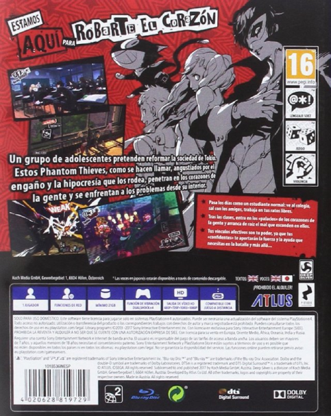 Persona 5 — box-2D-back (EU)