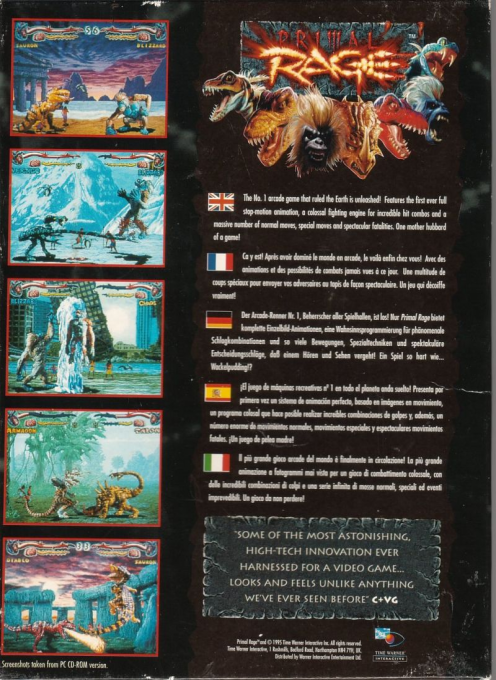 Primal Rage — box-2D-back (WOR)