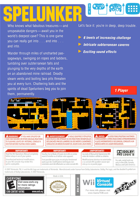 Spelunker — box-2D-back (US)