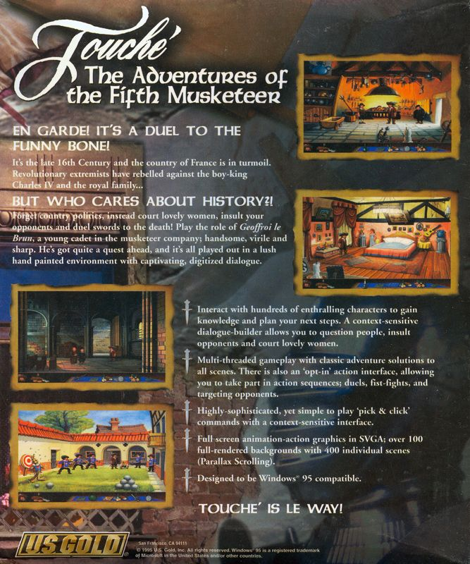 Touché - The Adventures of the Fifth Musketeer — box-2D-back (US)