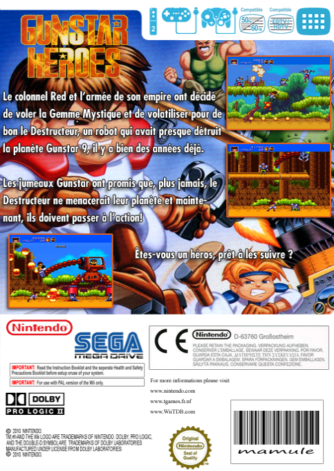 Gunstar Heroes — box-2D-back (FR)