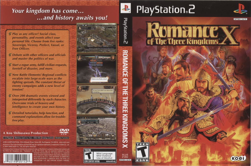 Romance Of The Three Kingdoms X — box-texture (US)