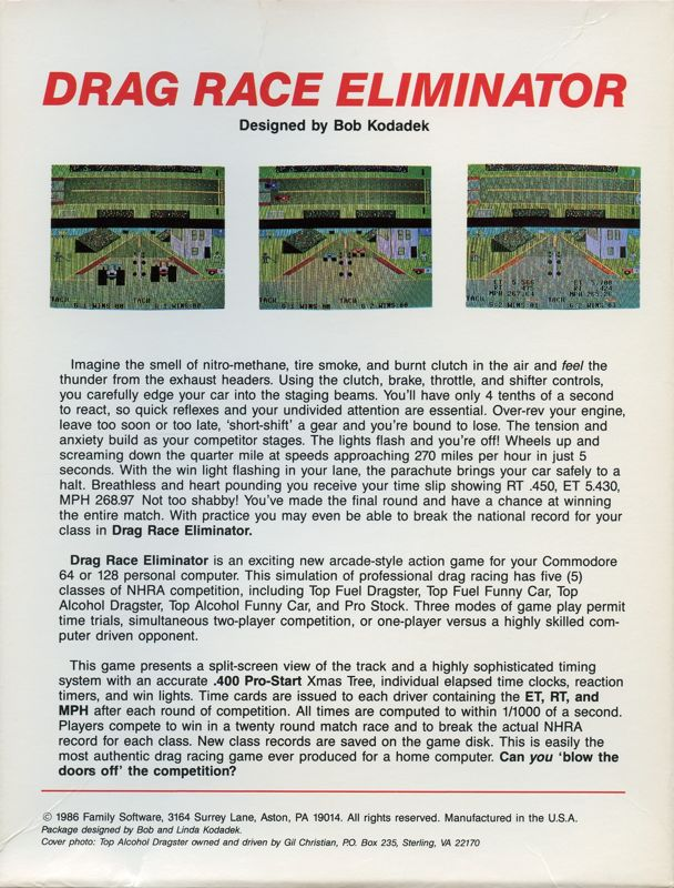 Drag Race Eliminator — box-2D-back (US)