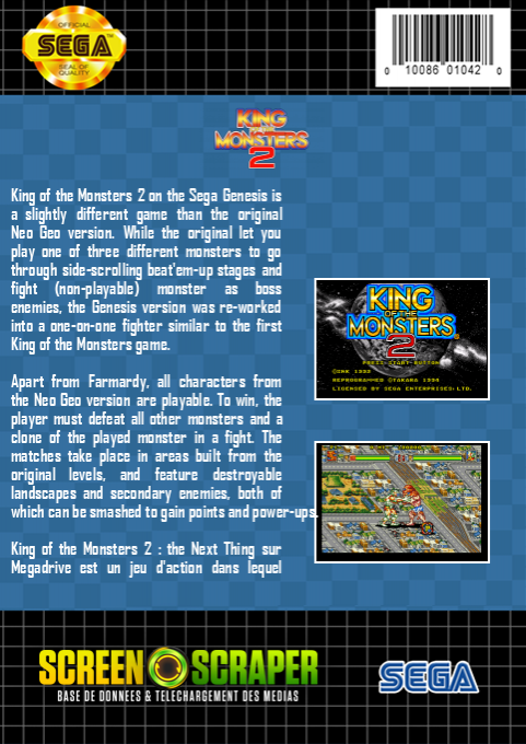 King Of The Monsters 2 — box-2D-back (SS)