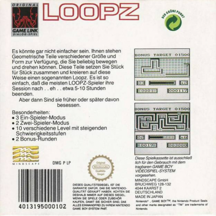Loopz — box-2D-back (DE)
