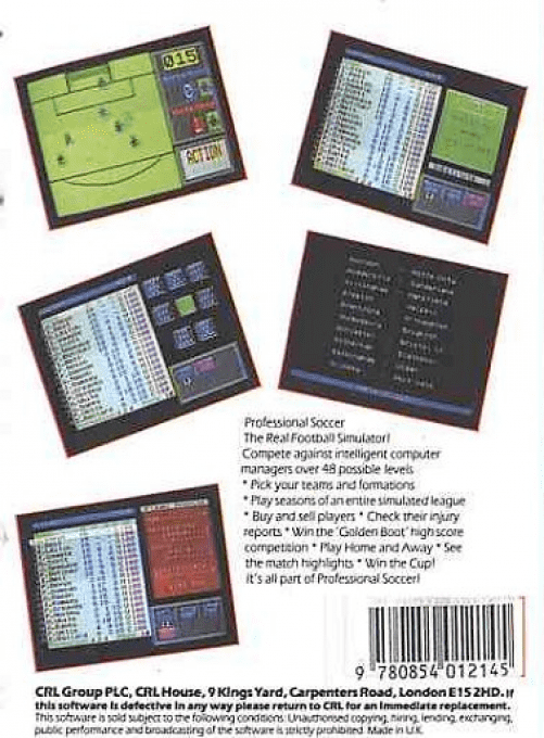 Professional Soccer — box-2D-back (WOR)