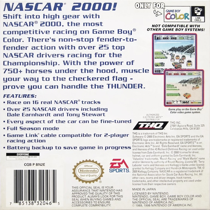 Nascar 2000 — box-2D-back (US)