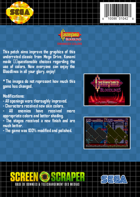 Castlevania Bloodlines : Enhanced Colors — box-2D-back (SS)