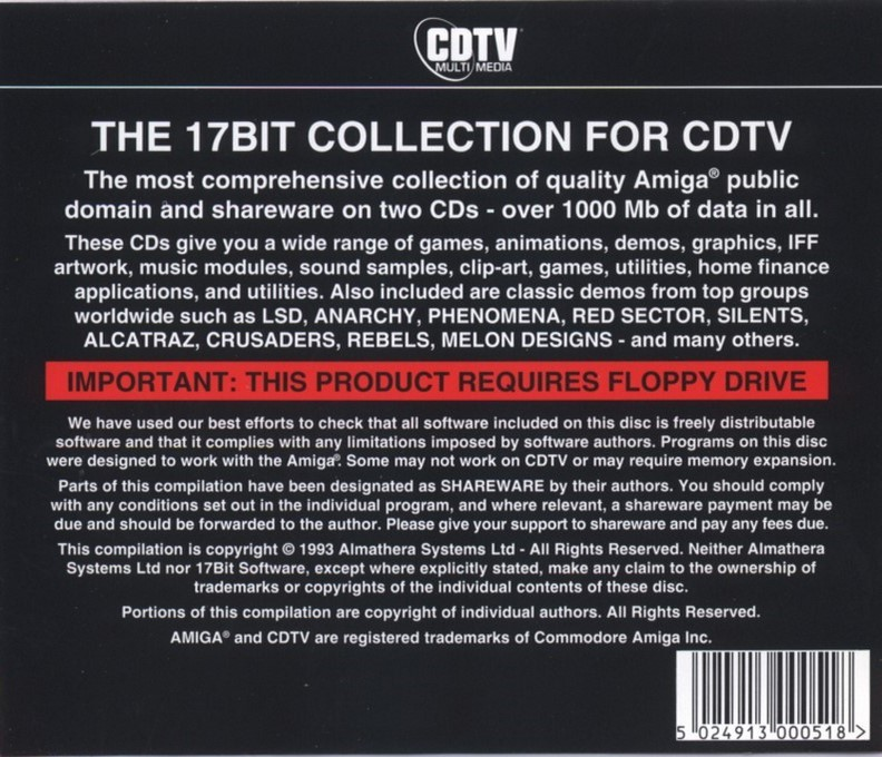 17 Bit - Collection for Amiga CDTV — box-2D-back (WOR)