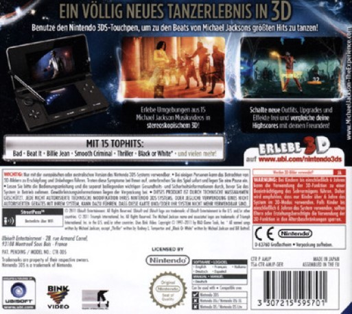 Michael Jackson - The Experience 3D — box-2D-back (DE)