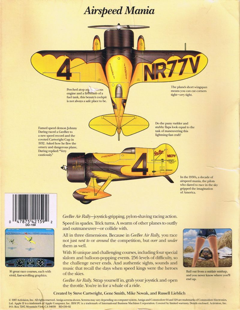 Gee Bee Air Rally — box-2D-back (US)