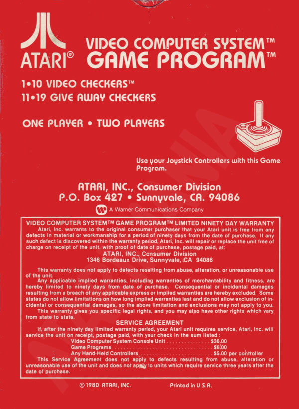 Video Checkers — box-2D-back (US)