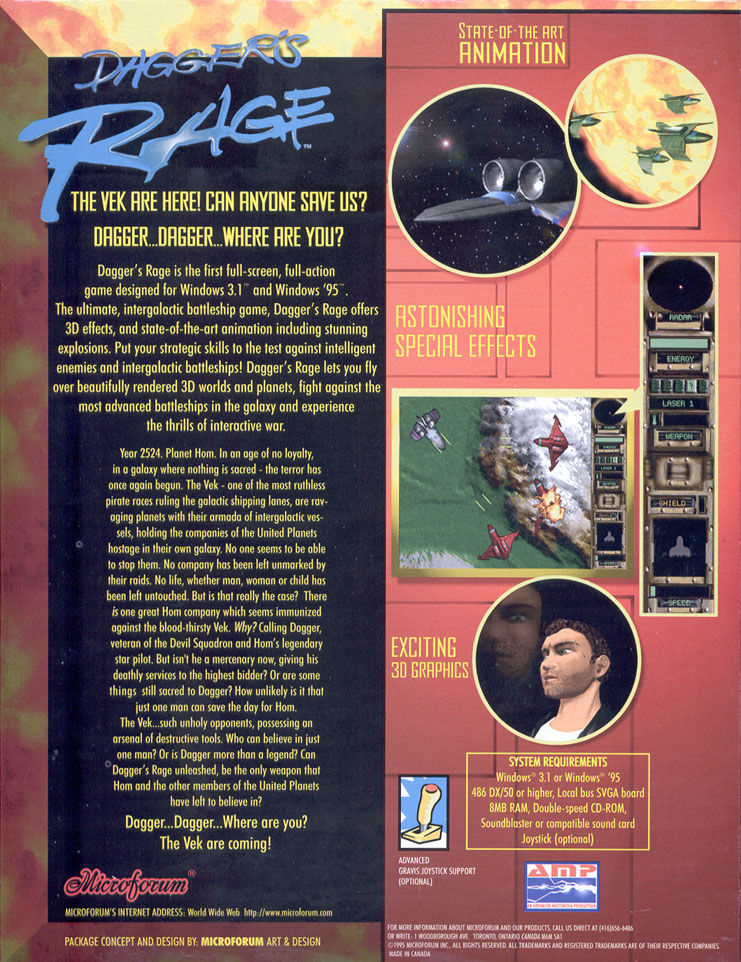 Dagger's Rage — box-2D-back (US)