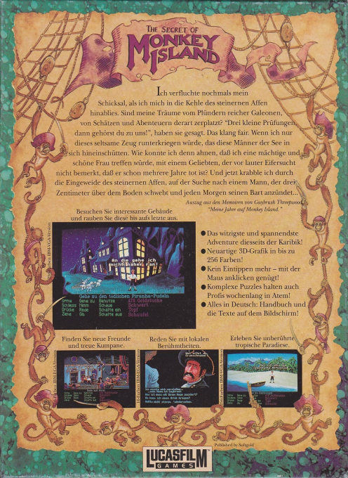Secret Of Monkey Island, The — box-2D-back (DE)