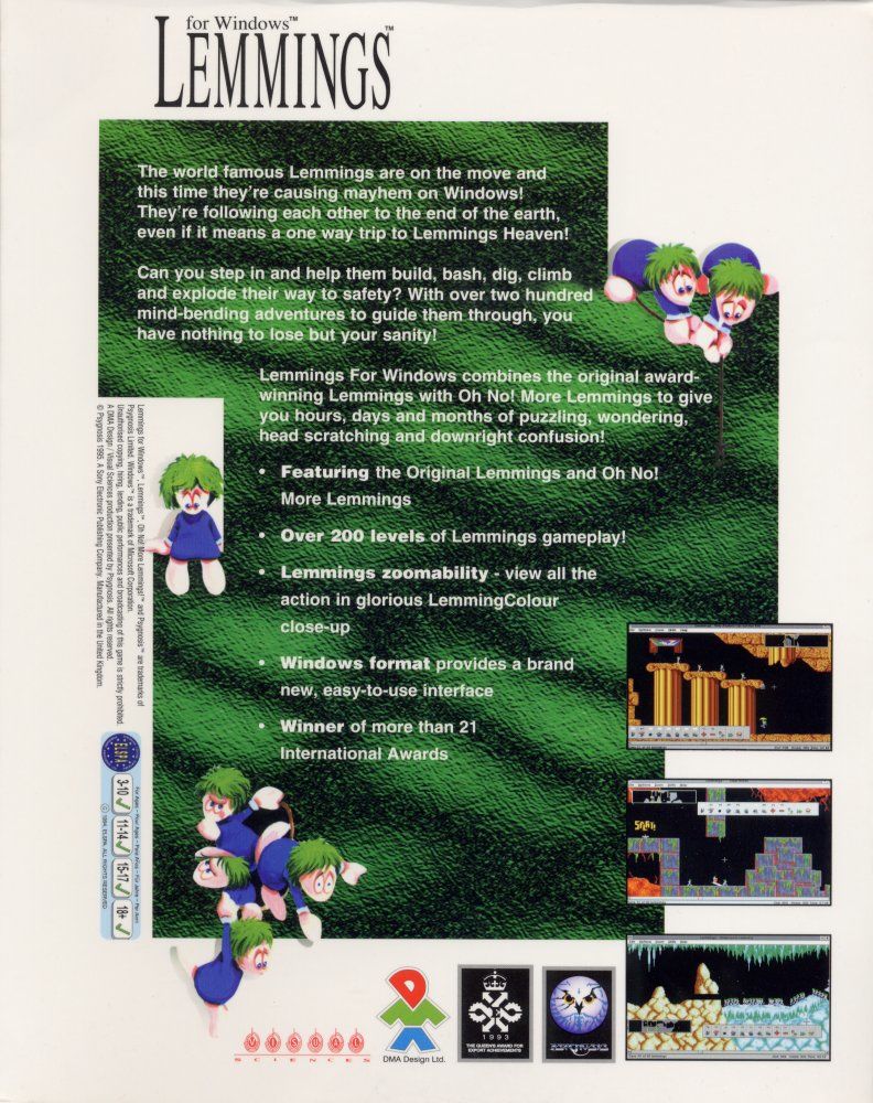 Lemmings for Windows — box-2D-back (WOR)