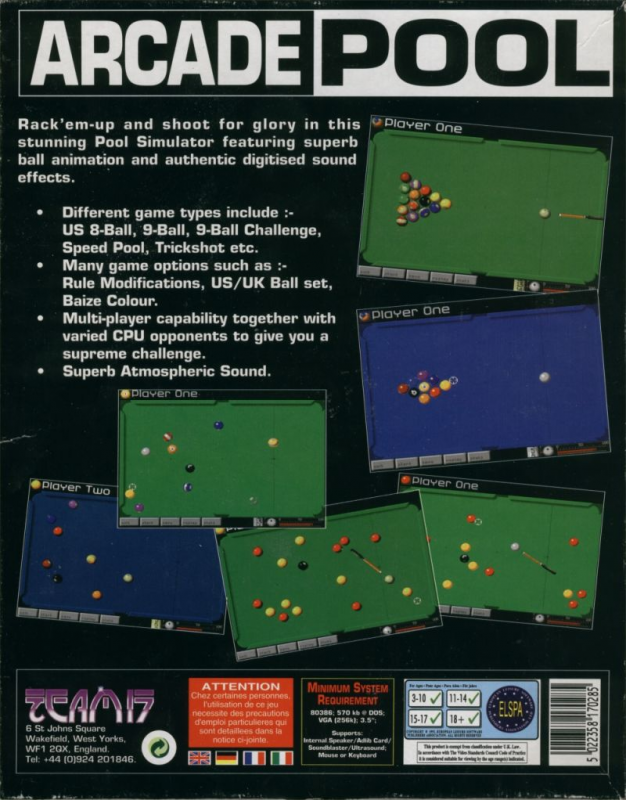 Arcade Pool — box-2D-back (EU)
